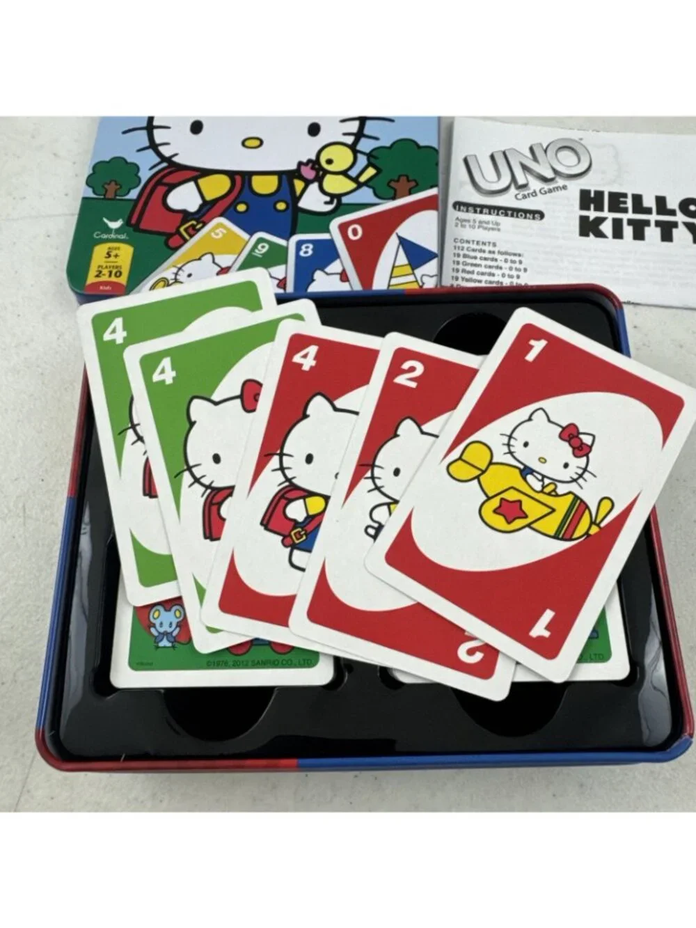 Sanrio Hello Kitty UNO Card Game In Tin Box Mattel 2012 RARE COMPLETE